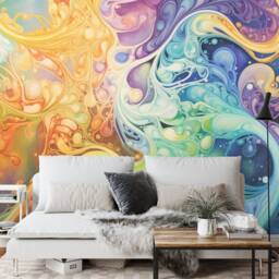 Abstract Watercolor Swirls Mural, Easy-Install Peel & Stick Wallpaper - thumbnail 3
