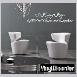 A Happy Home Is Filled With Love & Laughter - Vinyl Wall Decal Quotes Sticker Quoteshouse02Et - thumbnail 1