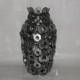 Recycled Metal Art Vase Handmade Nut & Washer Decor - thumbnail 2