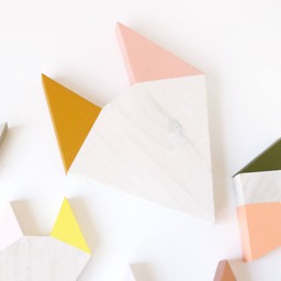 Wood Fox Wall Decor, Mustard Yellow Salmon, Whitewash Wooden Animal Silhouette, Geometric, Modern, Scandinavian Design, Art, Gift, Nursery - thumbnail 1