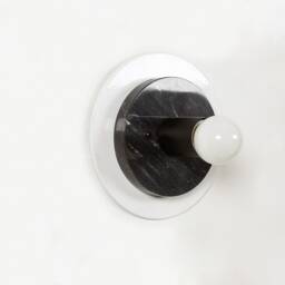 Black Marble Modern Wall Sconce - White Flush Mount Minimalist Bathroom Light - thumbnail 2
