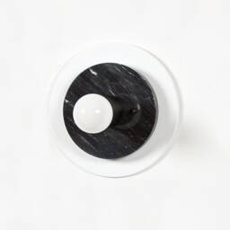 Black Marble Modern Wall Sconce - White Flush Mount Minimalist Bathroom Light - thumbnail 3