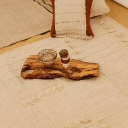 Neutral Off White Flatwoven Kilim Wool Rugs - Textured Low Pile Area Rug Runner Wabi Sabi Living Dining Bedroom Decor Customizable 8x10 - thumbnail 3