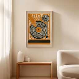 Retro Turntable Poster, Vinyl Record Wall Art, Mid Century Music Print - thumbnail 3