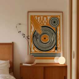 Retro Turntable Poster, Vinyl Record Wall Art, Mid Century Music Print - thumbnail 2