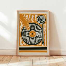 Retro Turntable Poster, Vinyl Record Wall Art, Mid Century Music Print - thumbnail 4