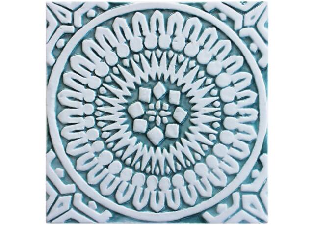 Handmade Moroccan Ceramic Tile Aqua Wall Art - 20cm/7.9 - image 1