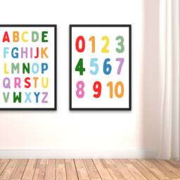Kids Educational Set Of 2 Posters - Children's Wall Art Abc Alphabet Numbers 123 Playroom Decor Bedroom Nursery Prints Learning Ed - thumbnail 2
