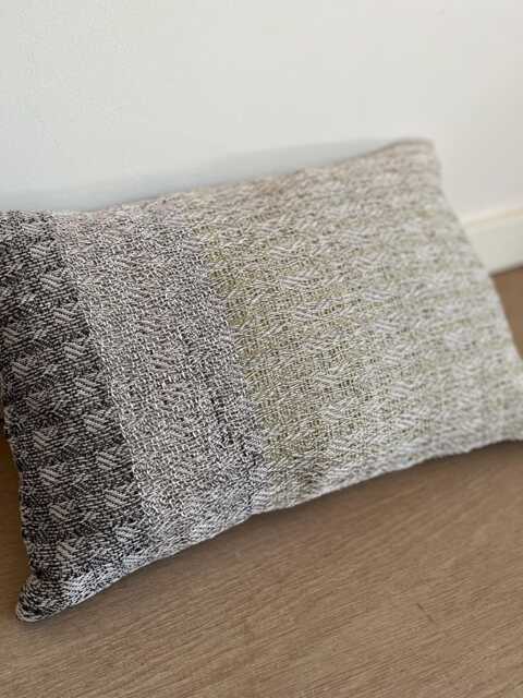 Handwoven Cushion - Luxury Decorative Pillow Off White, Brown, Grey, Sage Green - image 1