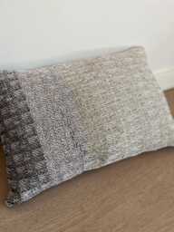 Handwoven Cushion - Luxury Decorative Pillow Off White, Brown, Grey, Sage Green - thumbnail 1