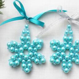 Modern Christmas Tree Ornament Purple Pearl Beaded Snowflake Stocking Stuffer Crystal Star Folk Christmas Decor - thumbnail 3