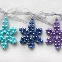 Modern Christmas Tree Ornament Purple Pearl Beaded Snowflake Stocking Stuffer Crystal Star Folk Christmas Decor - thumbnail 2