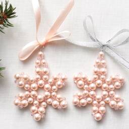 Modern Christmas Tree Ornament Purple Pearl Beaded Snowflake Stocking Stuffer Crystal Star Folk Christmas Decor - thumbnail 4
