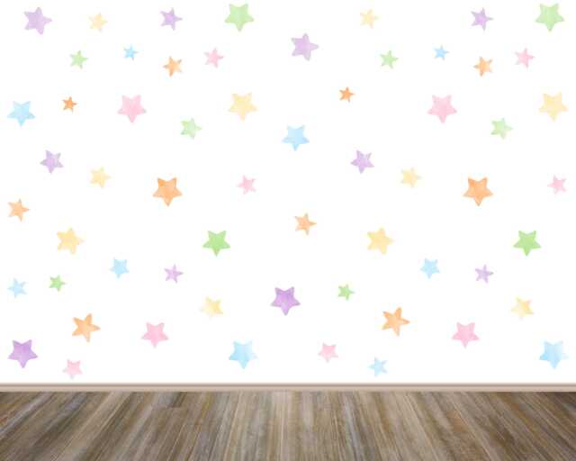 Watercolor Star Wall Stickers Pastel Kids Room Decor, Pack Of 100 - image 1