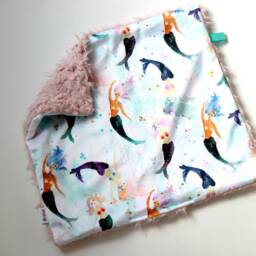 Dream Lovie. Security Blanket. Personalized Lovey. Faux Fur Mermaids. Mini Baby Minky Shower Gift - thumbnail 3