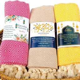 Personalized Turkish Cotton Peshtemal Towel Ramadan, Eid, Wedding Favors - thumbnail 3