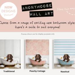 Chocolate Brown Cocker Spaniel Dog in A Bath Print, Bathing, Funny Bathroom Animal Bathtub, Dog Tub Whimsy - thumbnail 2
