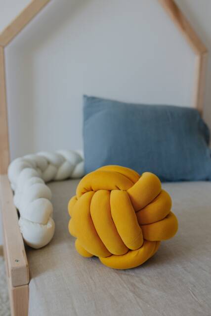 Knot Cushion Mustard Pillow Housewarming Gift - image 1
