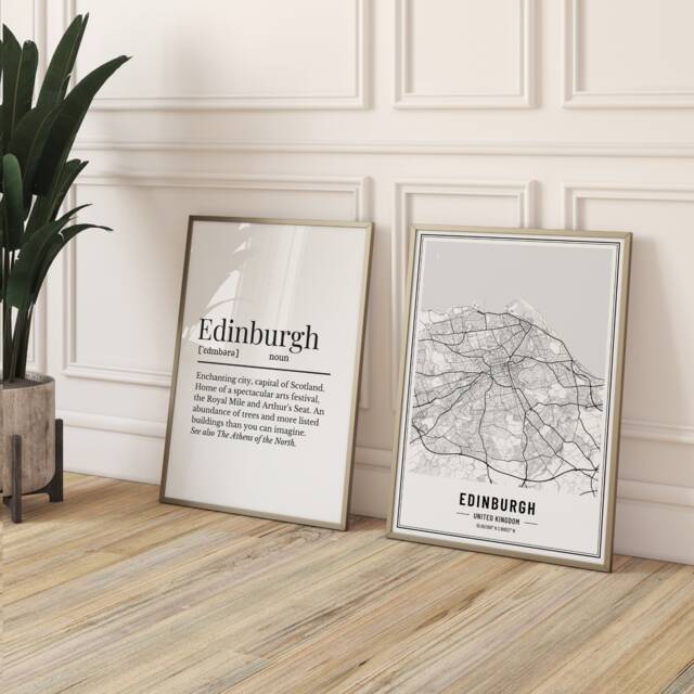 Edinburgh Definition Print Set, Map Prints, Prints For Someone From Edinburgh, Gifts, Scottish Wall Print Gift Idea - image 1