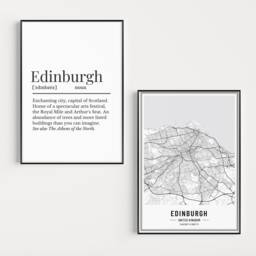 Edinburgh Definition Print Set, Map Prints, Prints For Someone From Edinburgh, Gifts, Scottish Wall Print Gift Idea - thumbnail 2