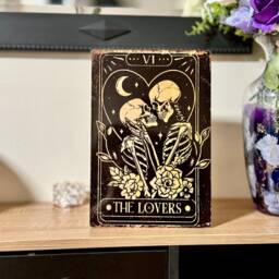 The Lovers Tarot Print - Gothic Wall Art Sign, Romantic Tin Plaque, Occult Metal Decor - thumbnail 2