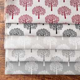 1577. Mulberry Trees Grey On Linen Block Print Linen Look -Cotton Blend Cushion - thumbnail 4