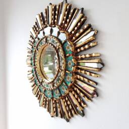 "Peruvian Mirrors ""Lime Turquoise 40 cm" - thumbnail 3