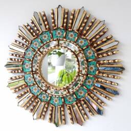 "Peruvian Mirrors ""Lime Turquoise 40 cm" - thumbnail 2