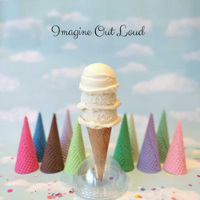Fake Ice Cream Faux Triple Vanilla Scoop Sugar Cone Decor - image 1