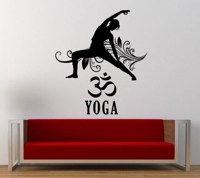 Yoga Om Floral Person Doing Wall Decal Sticker Vinyl Mural Leaving Bedroom Room Home Decor Free Shipping L356 - image 1