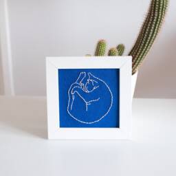Sleeping Cat Embroidery in Frame, Kitty Cat, Reuse, Recycled Cute Embroidery, Sweet Gift, Wall Art, Let Cats Lie - thumbnail 1