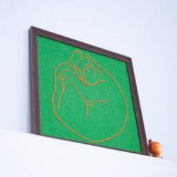 Sleeping Cat Embroidery in Frame, Kitty Cat, Reuse, Recycled Cute Embroidery, Sweet Gift, Wall Art, Let Cats Lie - thumbnail 2