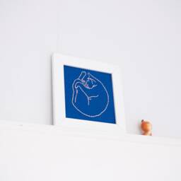 Sleeping Cat Embroidery in Frame, Kitty Cat, Reuse, Recycled Cute Embroidery, Sweet Gift, Wall Art, Let Cats Lie - thumbnail 3