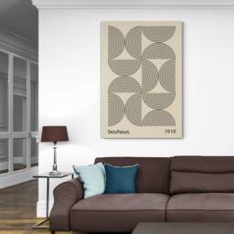 Bauhaus - Half Circles Lines Wall Art Wrapped Frame Canvas Rolled Photo/Poster Print - thumbnail 2