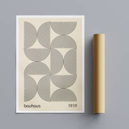 Bauhaus - Half Circles Lines Wall Art Wrapped Frame Canvas Rolled Photo/Poster Print - thumbnail 3