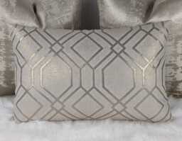 Embroidered Geometric Othello - Bronze - Gold Luxury Metallic Thread Double-Sided Sofa & Bed Decor Rectangle/Lumbar - thumbnail 1
