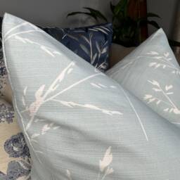 Decorative Pillow, Blue Cushion Cover, Fern Pillow John Lewis & Partners Fabric Durslade Floral Design - Cotton Double Sided - thumbnail 3