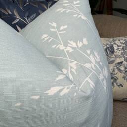 Decorative Pillow, Blue Cushion Cover, Fern Pillow John Lewis & Partners Fabric Durslade Floral Design - Cotton Double Sided - thumbnail 2