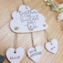 Personalised 9Th Wedding Anniversary Clay Keepsake, Traditional Ceramic Pottery, 9 Years Of Marriage, Happy - thumbnail 3