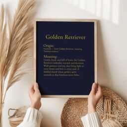 Golden Retriever Definition Print - Dog Lover Gift Pet Wall Art Minimal Typography Decor Scottish Origin Poster - thumbnail 2