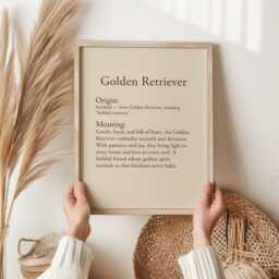 Golden Retriever Definition Print - Dog Lover Gift Pet Wall Art Minimal Typography Decor Scottish Origin Poster - thumbnail 3