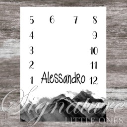 Baby Mountains Milestone Blanket, Personalized Girl Monthly Name Minky, Fleece, Shower Gift - thumbnail 2