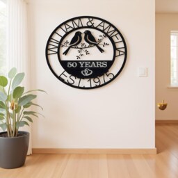 Personalized 50Th Anniversary Metal Sign, Custom Gift, 50Th Gift, Love Birds Wall Art, Gift For Parent, Mothers Day Decor - thumbnail 2