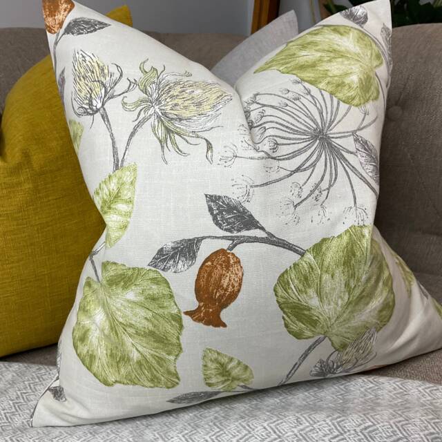 Contemporary Green - Grey Leaves Design Pillow Cover, Scatter Cushion Modern Cover For Sofa Or Bed , Size 18 - image 1
