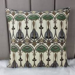 Mackintosh Art Deco Cushion Cover Belle Epoque Rose Green Pillow Sham Charles Rennie Square Nouveau 1920S Scottish Style - thumbnail 1