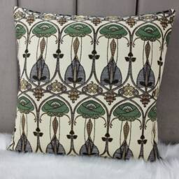Mackintosh Art Deco Cushion Cover Belle Epoque Rose Green Pillow Sham Charles Rennie Square Nouveau 1920S Scottish Style - thumbnail 2