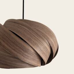 Walnut Pendant Light - Handmade Mid-Century Hanging Lamp Modern Wooden Lighting Natural Home Decor - thumbnail 3