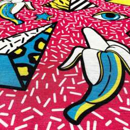 Cushion Cover Geometric Icons On The Pink - Pyramids, Banana & Eyes, Double Sided Printing Pillow Chenille With Different Sizes - thumbnail 2