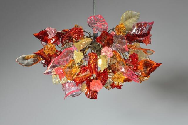 Floral Resin Ceiling Light Colorful Flower & Leaf Pendant Lighting - image 1