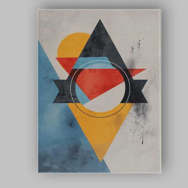 Colourful Abstract Geometric Shapes Modern Minimalist Canvas Wall Art Print Decor Picture Ready To Hang - image 1